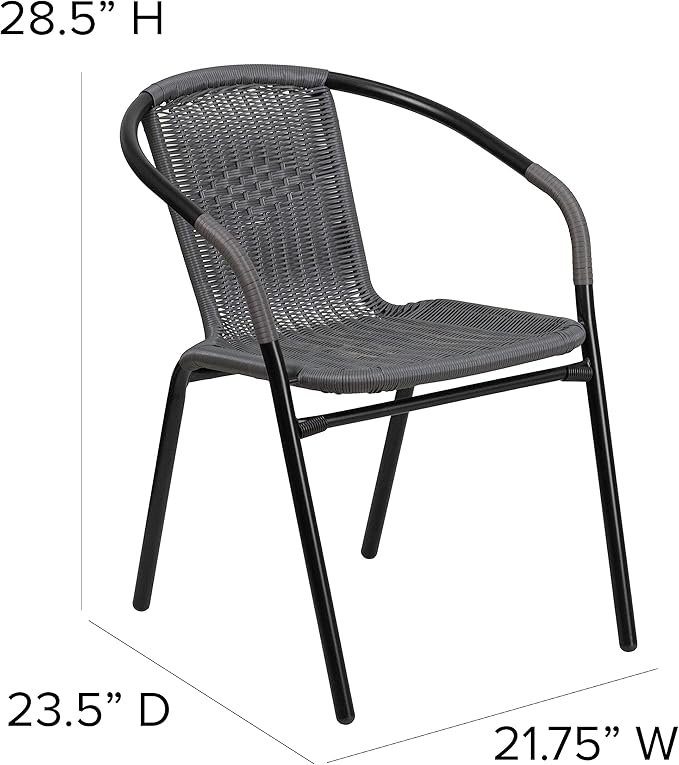 EMMA + OLIVER Set of 4 Modern Rattan Indoor/Outdoor Stack Chairs, Stacking - Image 2