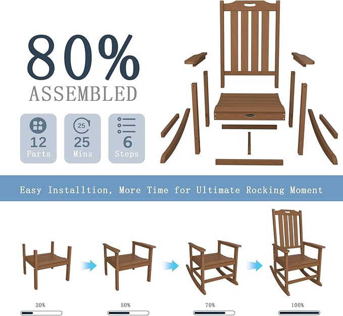 Oversized Rocking Chair Set of 2, Outdoor Rocking Chair - Image 9