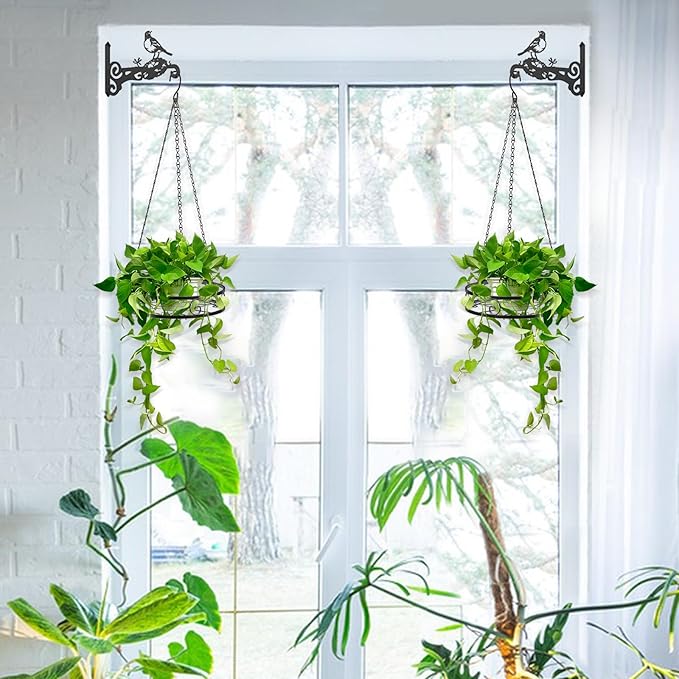 2-Pack Aesthetic Plant Hanger Indoor and Outdoor – 10 Inch Metal Hanging Plant - Image 4