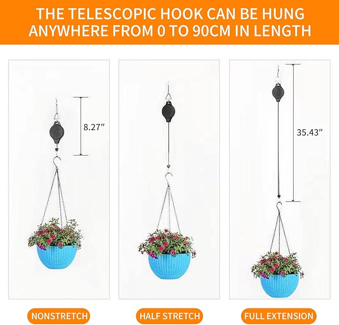 6PCS Retractable Hanging Plant Pulley Hook - Image 2