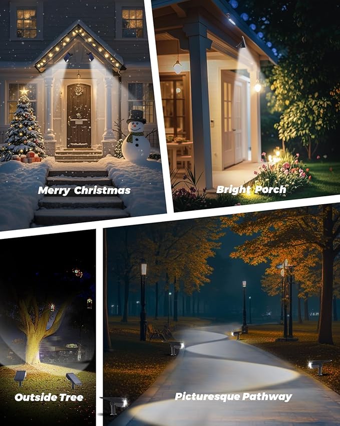 4 Pack Solar Powered Outdoor Spot Lights Outside Waterproof 20 LEDs Landscape - Image 8