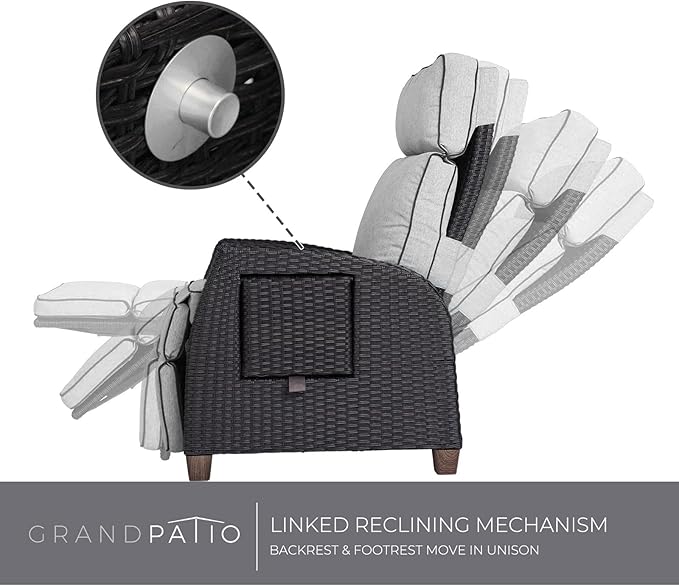 Grand patio Outdoor Recliner Chair Patio 150° Lay Flat Recliner - Image 3