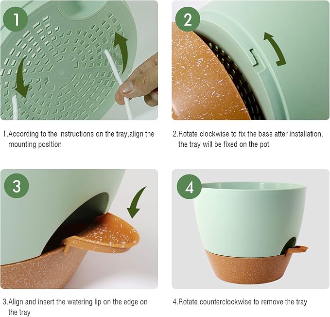 8 inch Hanging Planters, 2 Pack Self Watering Hanging Pots - Image 4