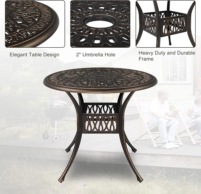 VINGLI 5 Pieces Outdoor Patio Dining Set, Cast Aluminium Patio Furniture Set - Image 5