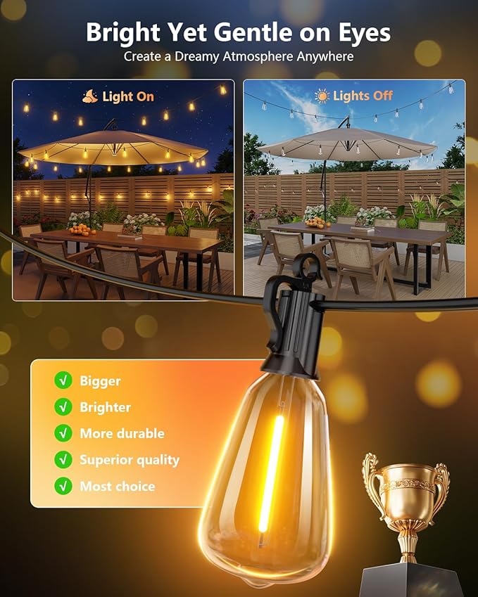 Brightown 100FT Solar String Lights Outdoor Waterproof - Image 2