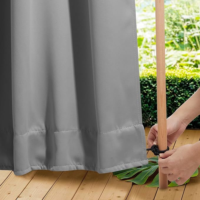 NICETOWN 2 Panels Waterproof Outdoor Curtains Fixed Grommet & Back Tab on Top & by NICETOWN