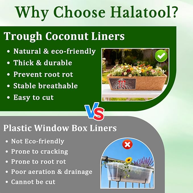 Halatool 2 Pack 24 Inch Window Box Liners, Pre-Formed Coco Fiber Replacement - Image 5