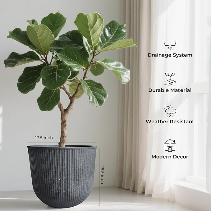 WORTH Garden Round Large Planter Pot 1-Pack - Image 2