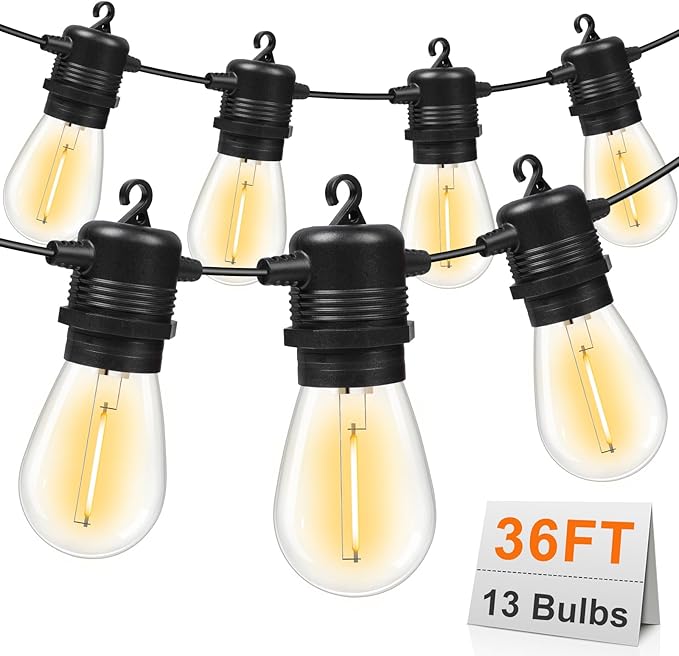 LED Outdoor String Lights 36FT Patio Lights by GvvooHome