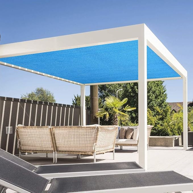 Eden's Decor Straight Flat-Edged Sun Shade Sail Rectangular 12' x 14' Blue - Image 6