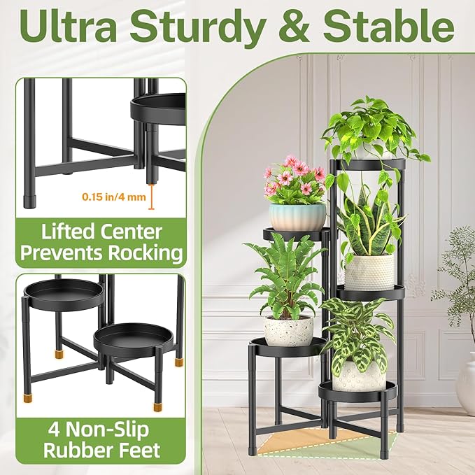 iDavosic.ly Plant Stand with Garden Tools, 5 Tier Corner Metal Flower Display - Image 8