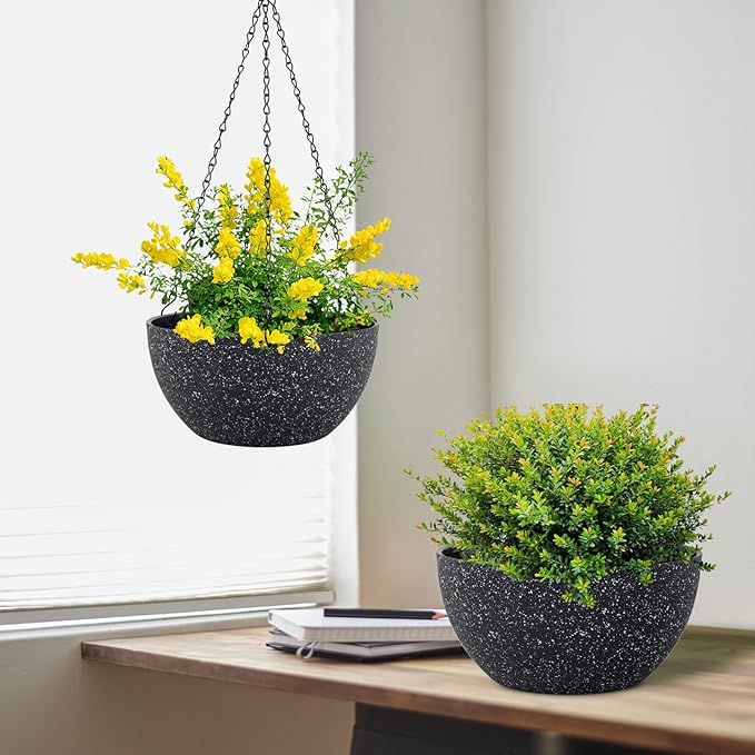 8 inch Small Hanging Planters for Indoor Outdoor Plants, 2 Pack Hanging Flower - Image 5