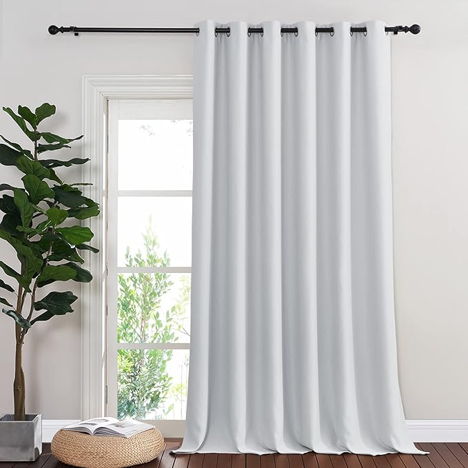 NICETOWN Greyish White Sliding Door Curtain 118 inch Length, Grommet Room by NICETOWN