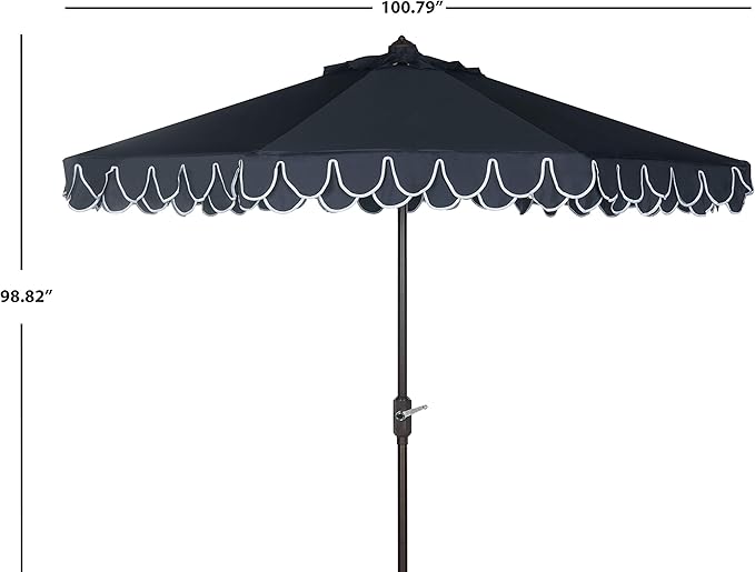 SAFAVIEH 9ft Outdoor Patio Umbrella, Auto Crank Tilt, UV Resistant - Image 3