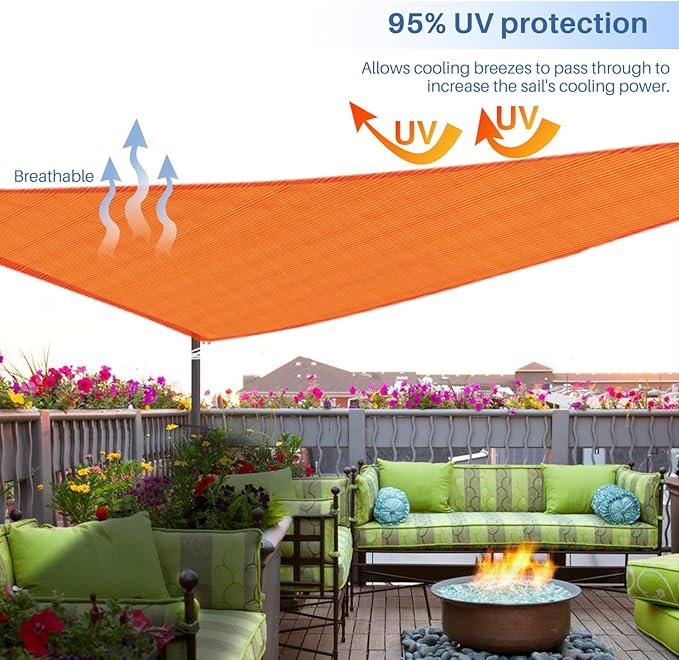 E&K Sunrise 10' x 10' x 10' Sun Shade Sail Triangle Canopy Shade Cover UV Block - Image 5