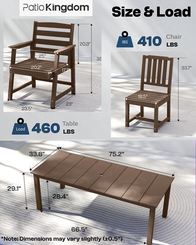 5-Piece Brown Outdoor Dining Set - Image 6