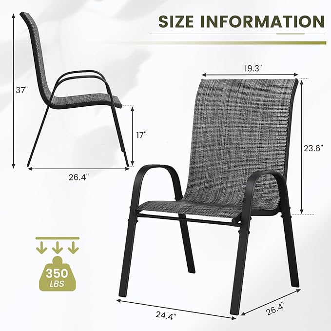 UDPATIO Patio Chairs Set of 4, Stackable Outdoor Dining Chairs - Image 4
