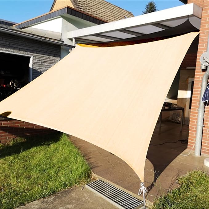 KANAGAWA 12'X14' Cream Custom Size Sun Shade Sail Rectangle UV Block Canopy by KANAGAWA