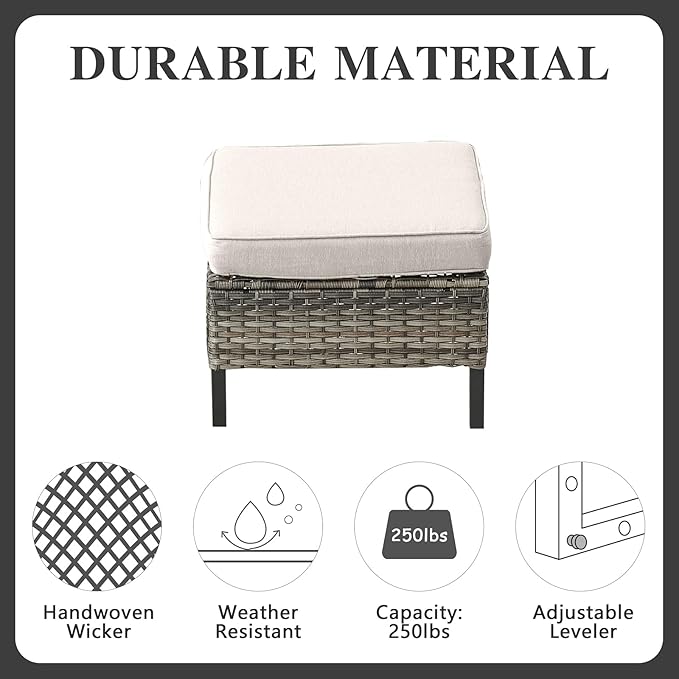 Belord Wicker Patio Furniture 5 Piece Outdoor Sofa Set, Oversize Outdoor Dining - Image 9