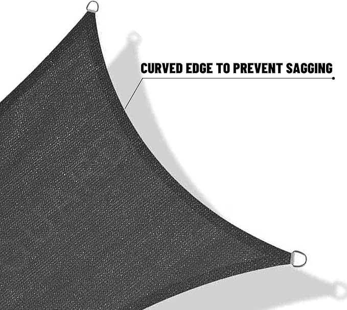 SUNNY GUARD Sun Shade Sail 12'x12' Rectangle Dark Grey UV Block Sunshade - Image 7
