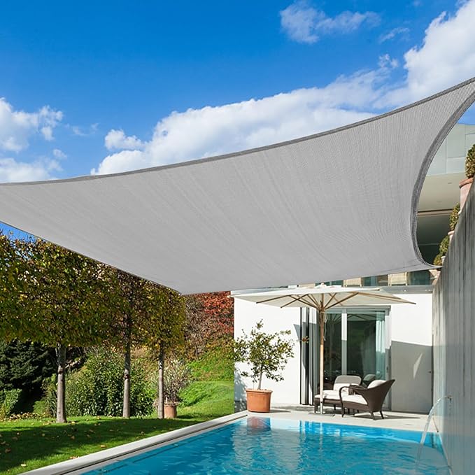 KANAGAWA Sun Shade Sail 10'x13' Gray Rectangle UV Block Canopy Awning Shelter by KANAGAWA