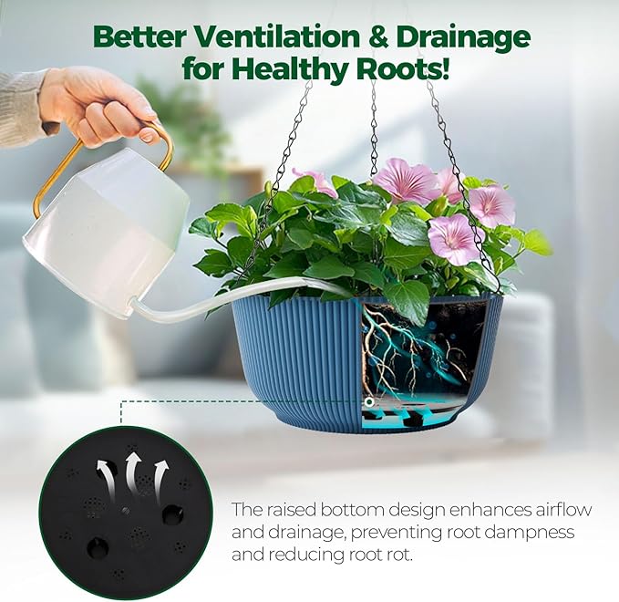 T4U 10 Inch Hanging Planters for Indoor Outdoor Plants, Hanging Baskets for - Image 4