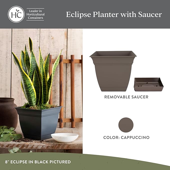 The HC Companies 8 Inch Eclipse Square Planter Pots - Image 2