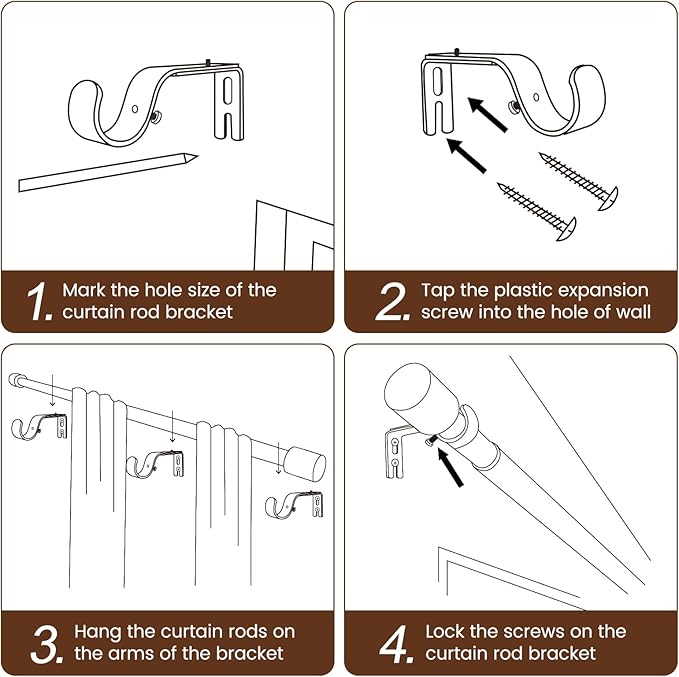 1” Diameter Silver Curtain Rods Itself is 30 to 90 inch, 1 Pack Fit 30-84 inch - Image 5