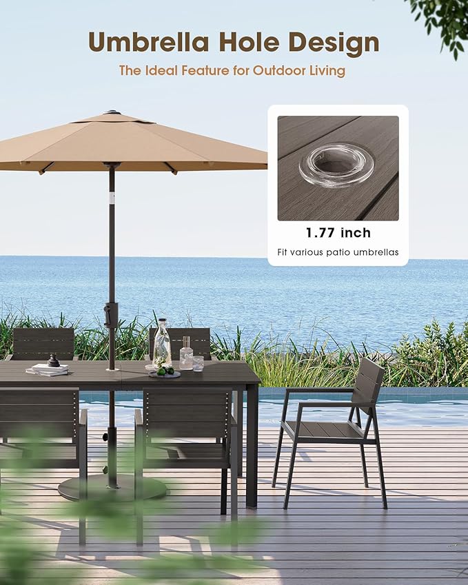Outdoor Patio Dining Table, Aluminum & HDPS Outdoor Table - Image 2