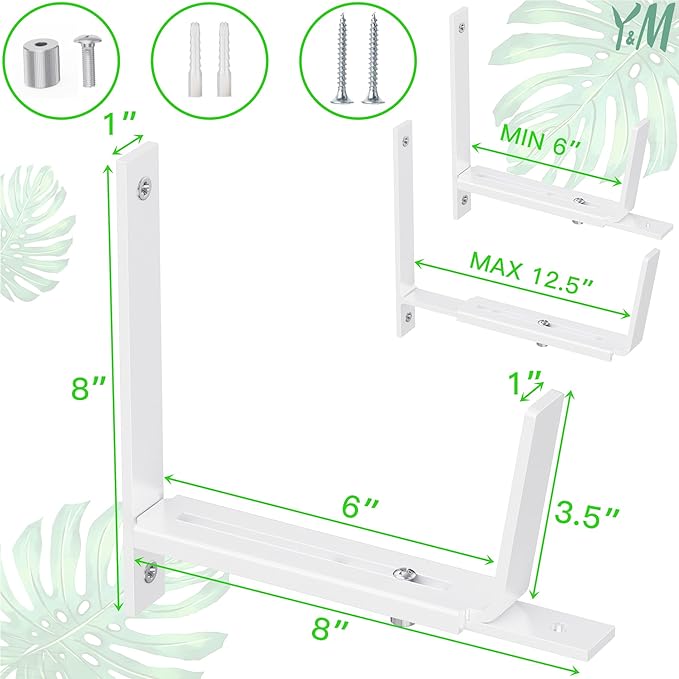 Y&M 4 Pack Adjustable Planter Box Brackets, Universal Window Box Brackets - Image 3