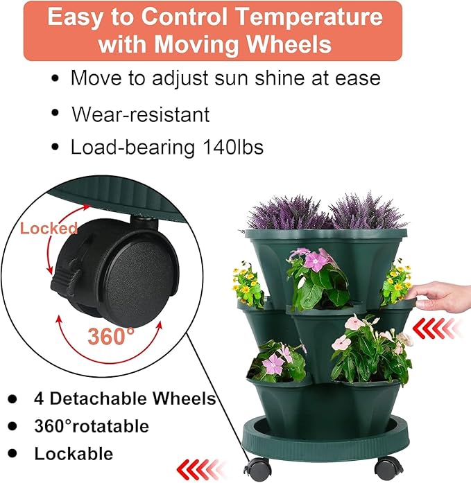 Vertical Planter 3 Tier Stackable Planters Garden Planters Strawberry Herb - Image 6