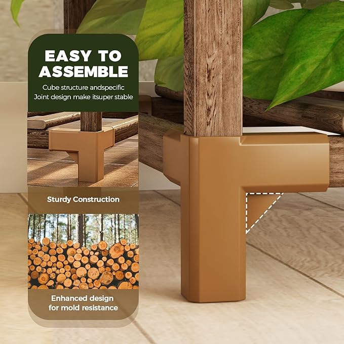 Bamworld Large Hanging Plant Stand Indoor Tall Plant Shelf Outdoor 14 Pots - Image 3