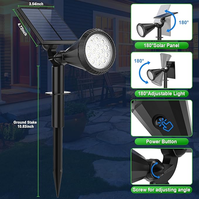 8 Pack Solar Spot Lights Outdoor Waterproof 180 Adjustable Solar Powered - Image 6