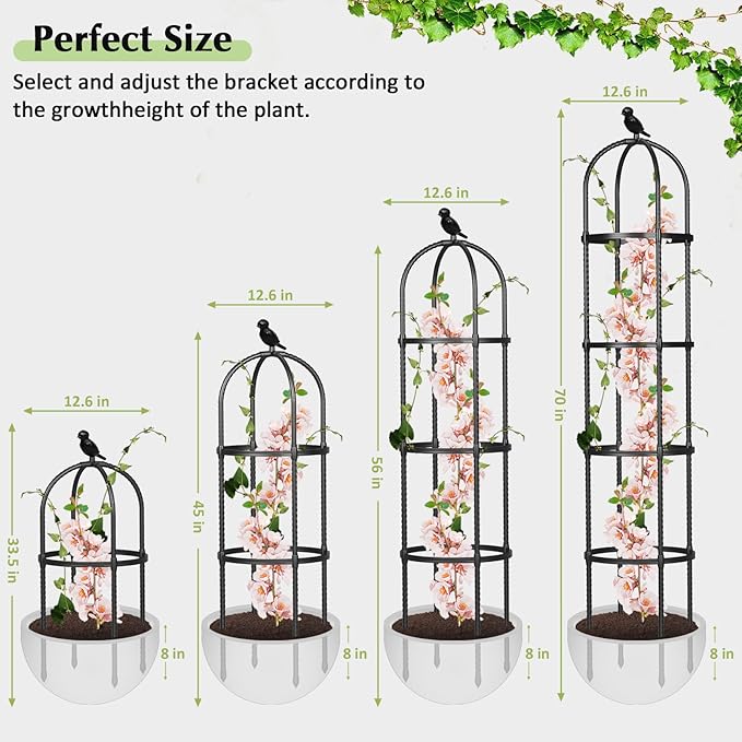 Obelisk Trellis for Climbing Plants Outdoor, 6.2 FT Plant Support for Tomato - Image 7
