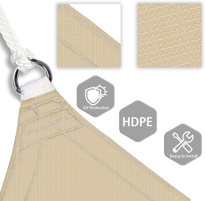 Patio Paradise 21' x 21' x 21' Sun Shade Sail Triangle Canopy Shade Cloth - Image 3