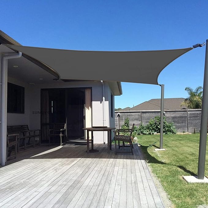 SUNNY GUARD Sun Shade Sail 16' X 16' Rectangle Graphite Grey UV Block Sunshade by SUNNYGUARD