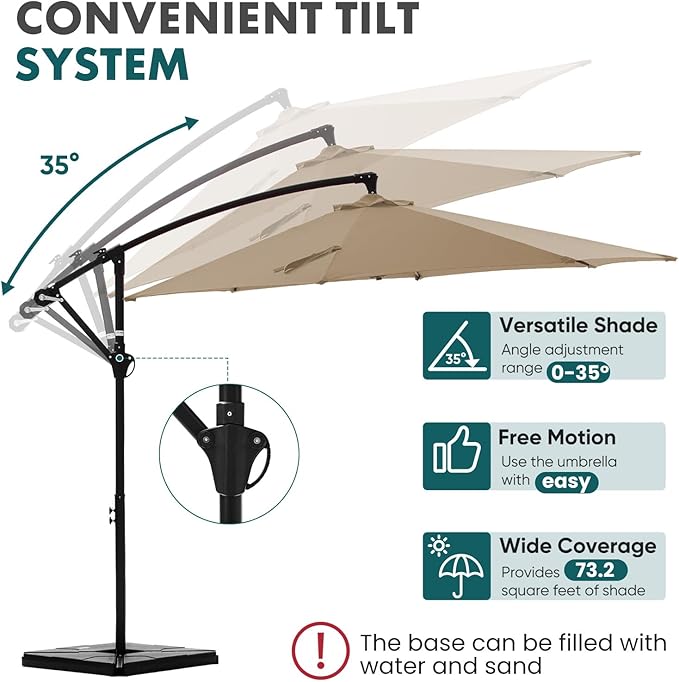 OLIXIS Offset Patio Umbrella, 9.7FT Cantilever Table Umbrellas - Image 3