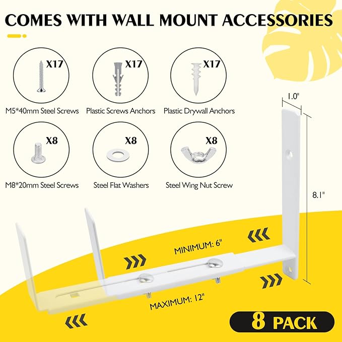 LukLoy Window Planter Box Brackets, 8 Pack Adjustable Heavy Duty Wall Mount - Image 3