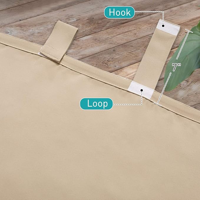 NICETOWN Outdoor Curtain for Patio Waterproof W84 x L84, Detachable Tab Top - Image 6