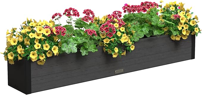Mayne Horizon 5FT Window Box Planter – Modern Rectangular Faux Wood Grain Design by Mayne