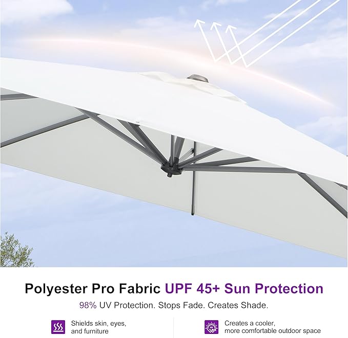 PURPLE LEAF 8 Feet Patio Umbrella Outdoor Cantilever Square Umbrella Aluminum - Image 6