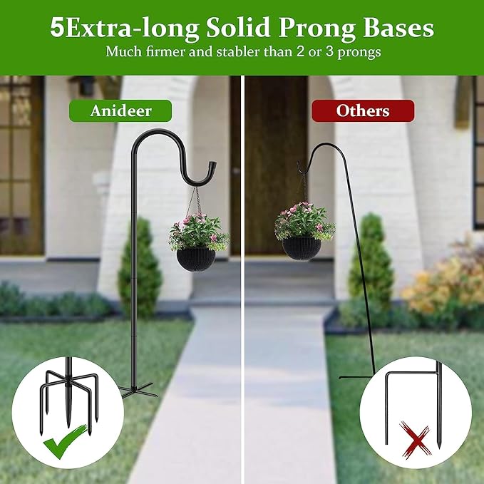 48" Shepherds Hooks for Outdoor, Heavy Duty Garden Bird Feeder Pole for Hanging - Image 8