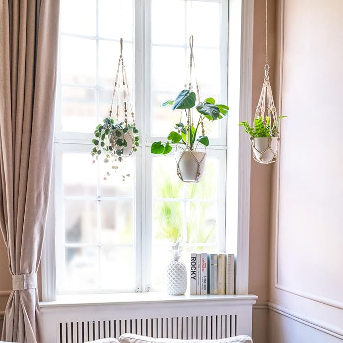 Mkono Macrame Plant Hanger Indoor Hanging Planter Basket - Image 2