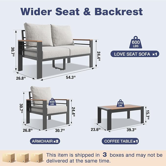 Aoxun Aluminum Patio Furniture Set - Image 7