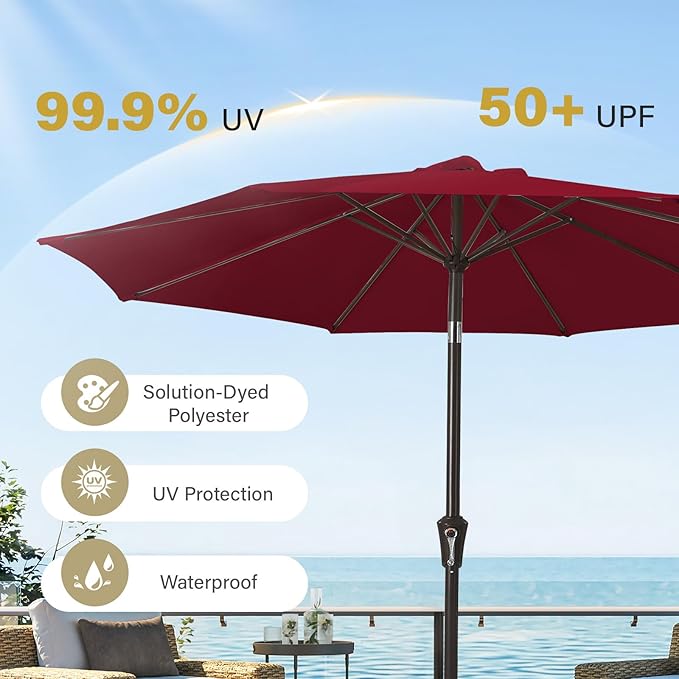 MEWAY 9ft Patio Umbrella Outdoor Table Umbrellas - Image 6