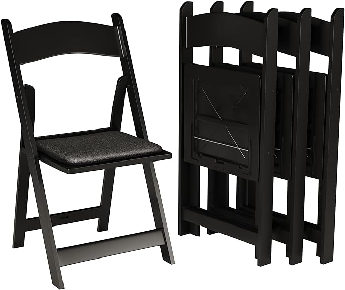 500 Black Resin Stackable Folding Chair by Simplex
