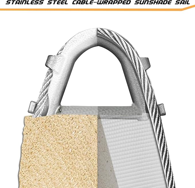 Upgraded with High-Strength Steel Cable Edges 20' x 26' Sun Shade Sail Sand - Image 2