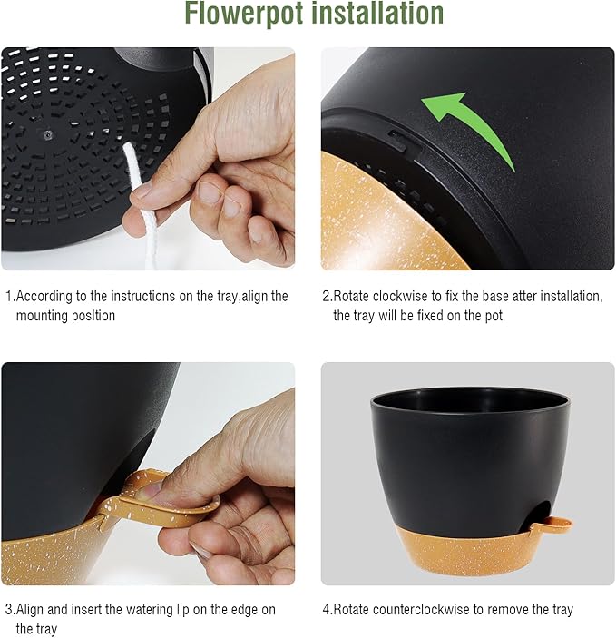 8 inch Self Watering Pots, 2 Pack Plastic Planters - Image 4