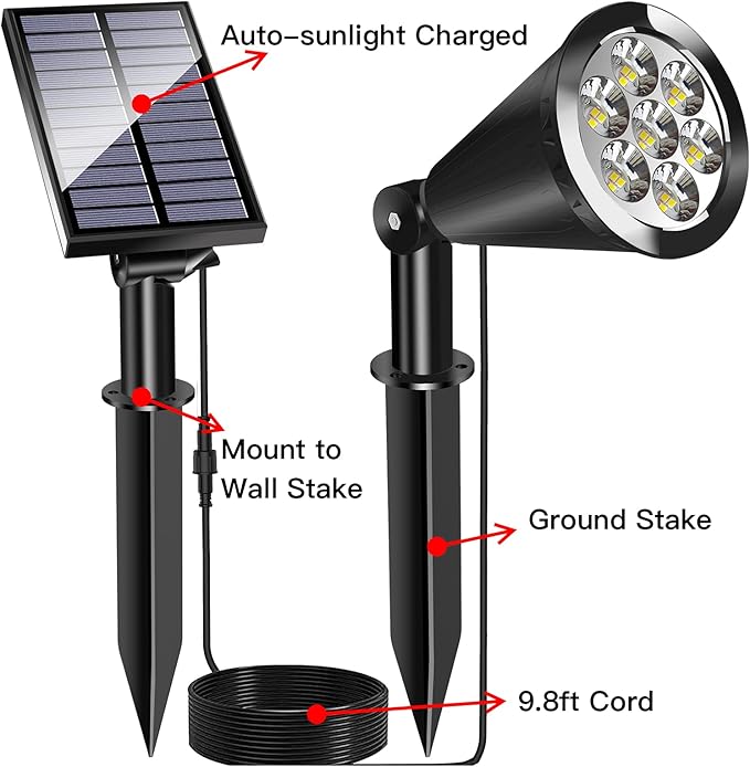 MEIHONG Solar Spot Light Outdoor, Waterproof LED Landscape Lights Dusk to Dawn - Image 5