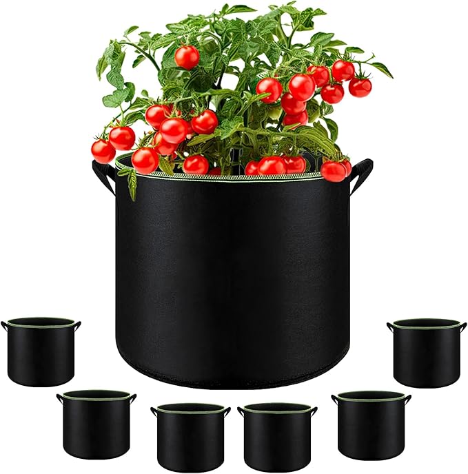 6-Pack 5/7/10 Gallon Grow Bags - 300G Heavy Duty Aeration Fabric Pots by SouilGoal